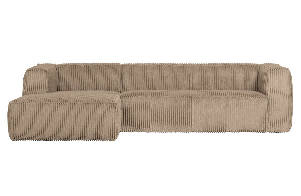 Sofa narożnik sztruksowy lewy trawertyn BEAN RIB