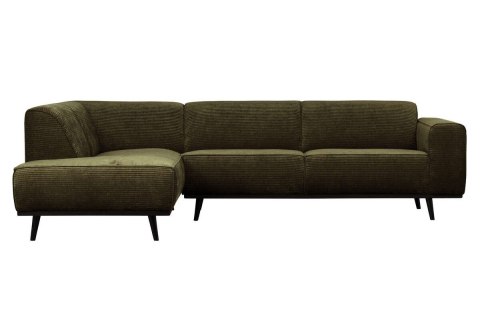 Sofa narożnik sztruksowy lewy ciepła zieleń STATEMENT RIB