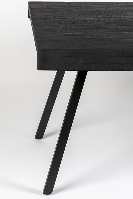 Stół z drewna tekowego i metalu 220x100 SABA czarny