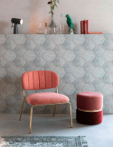 Fotel tapicerowany lounge JULIETTE złoty / łososiowy różowy