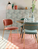 Krzesło tapicerowane JULIETTE złoty / łososiowy różowy